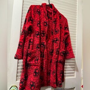 Kids Red Spider-Themed Pajama Robe